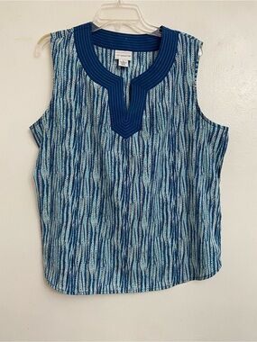 Liz Claiborne Blue Multi-Stripe Sleeveless Camisole Blouse